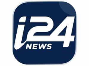The logo of i24NEWS in Arabic